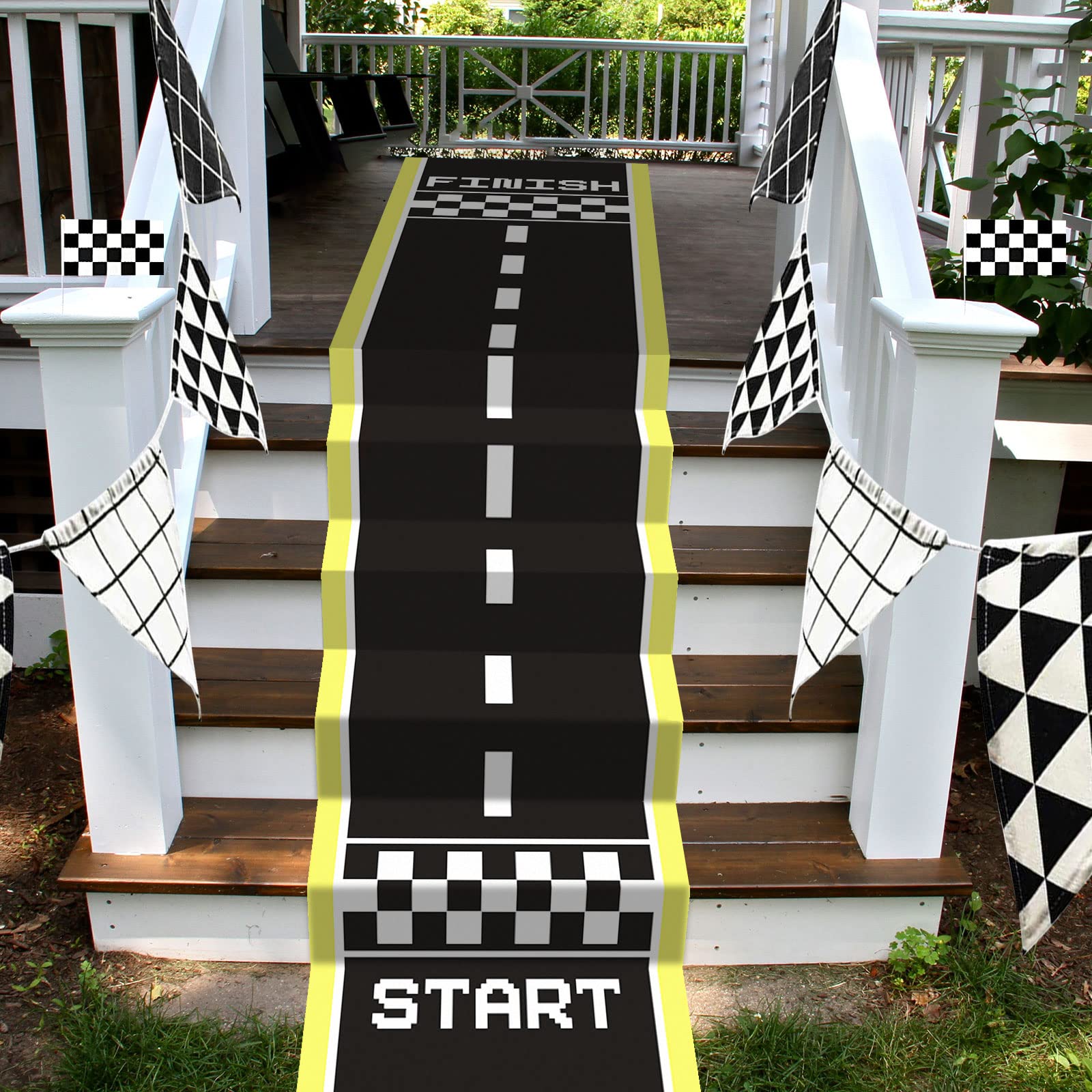 OOTSR Fournitures de Fête de Voiture de Course, Tapis de Sol Long pour Thème de Voiture de Course sur Route, Anniversaire, Jeu, Sport