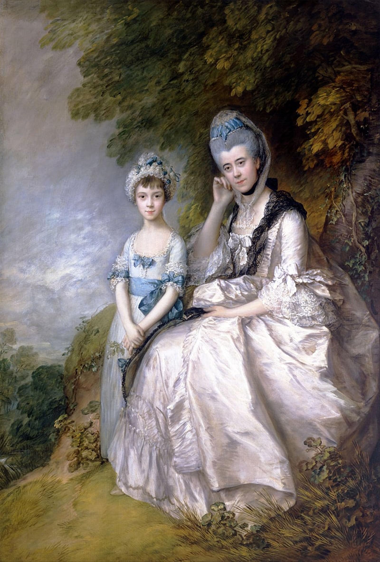 POSTERIIk Vintage Print Pop Art Landscape Artwork Hester Countess of Sussex and Her Daughter Lady Barbara Yelverton by Gainsborough Art Prints for Office Home Decor 60x90cm