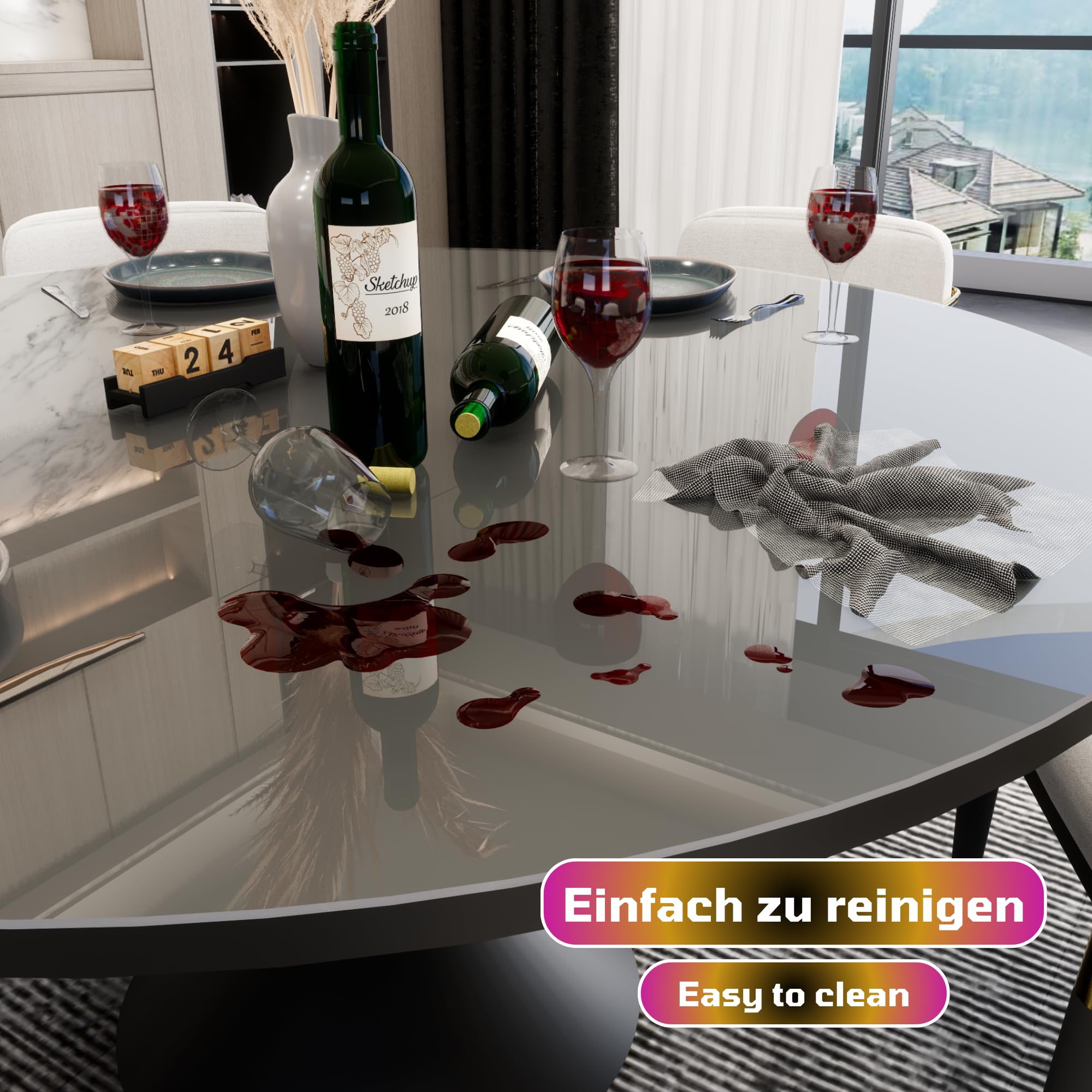 Mayda - Pellicola rotonda per tavolo trasparente, spessore 2 mm, in PVC trasparente con bordi arrotondati, tovaglia su misura o disponibile in diverse misure (diametro 125 cm)