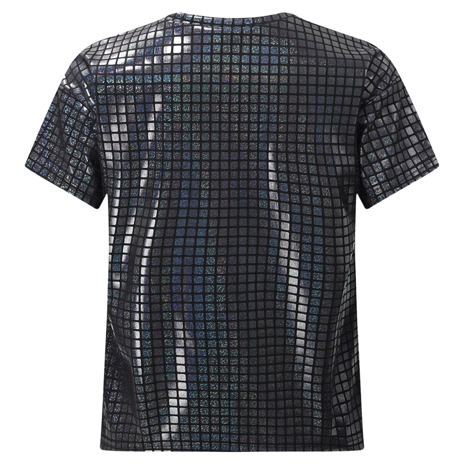 JanJean Big Kids Girls Shiny Metallic Sleeveless Jazz Hip Hop Dance Tops Loose Sparkle T-Shirt Club Party Dress Up Black 11-12 Years