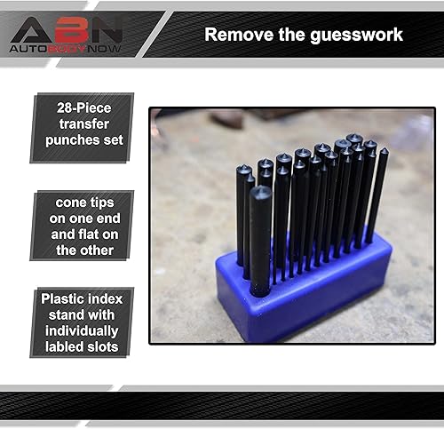 Miniatura 5 de ABN Juego de punzones de transferencia de agujeros para acero, madera, etc. - Juego de transferencia SAE - Juego de punzones de transferencia de 28