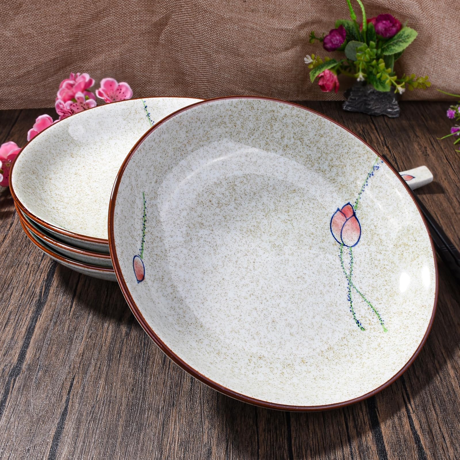 Lot de 4 assiettes japonaises en céramique (YPL, 17,8 cm)