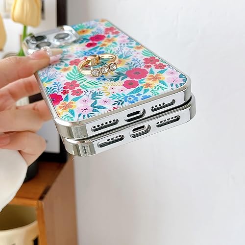 Miniatura 5 de Jmltech Funda híbrida para iPhone 14 Pro Max híbrida de poliuretano termoplástico con parte trasera dura, patrón floral, funda protectora para