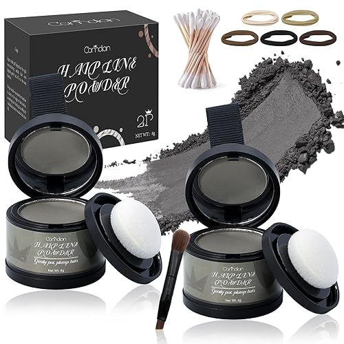 Paquete de 2 polvos de línea capilar para mujeres y hombres, se utiliza para retoques de raíces, color de cabello, adelgazamiento y cobertura de