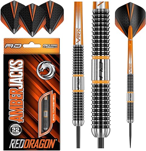 RED DRAGON Amberjack Series - Juego de dardos con vuelos y ejes (tallos)