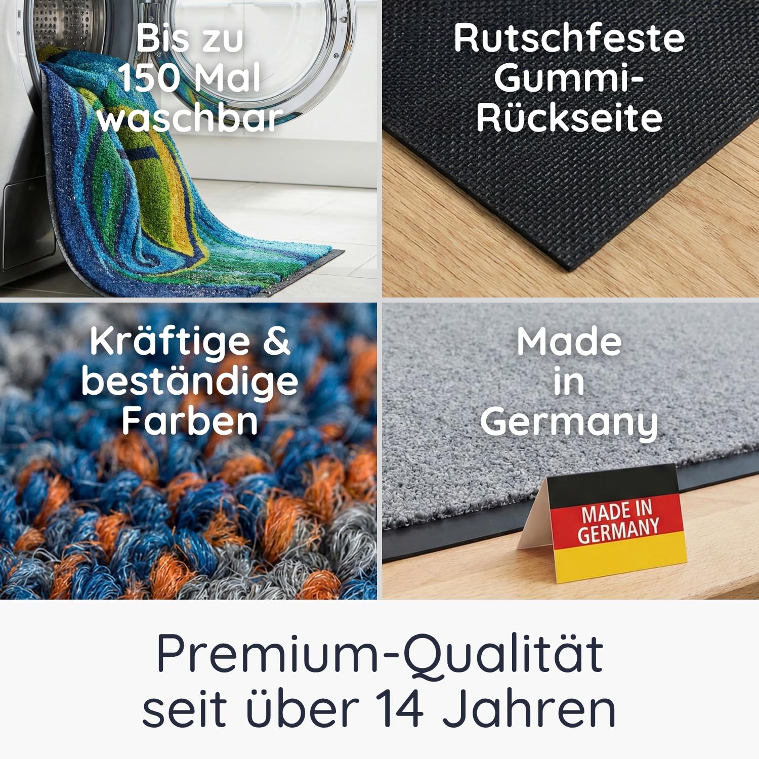 Personalisierte Fußmatte mit Logo & Wunschtext (75x150 cm) – Schmutzfangmatte selbst gestalten – Rutschfester Türvorleger mit Gummirand für Firmen, Eingang & Messen – Waschbar & Fotodruck