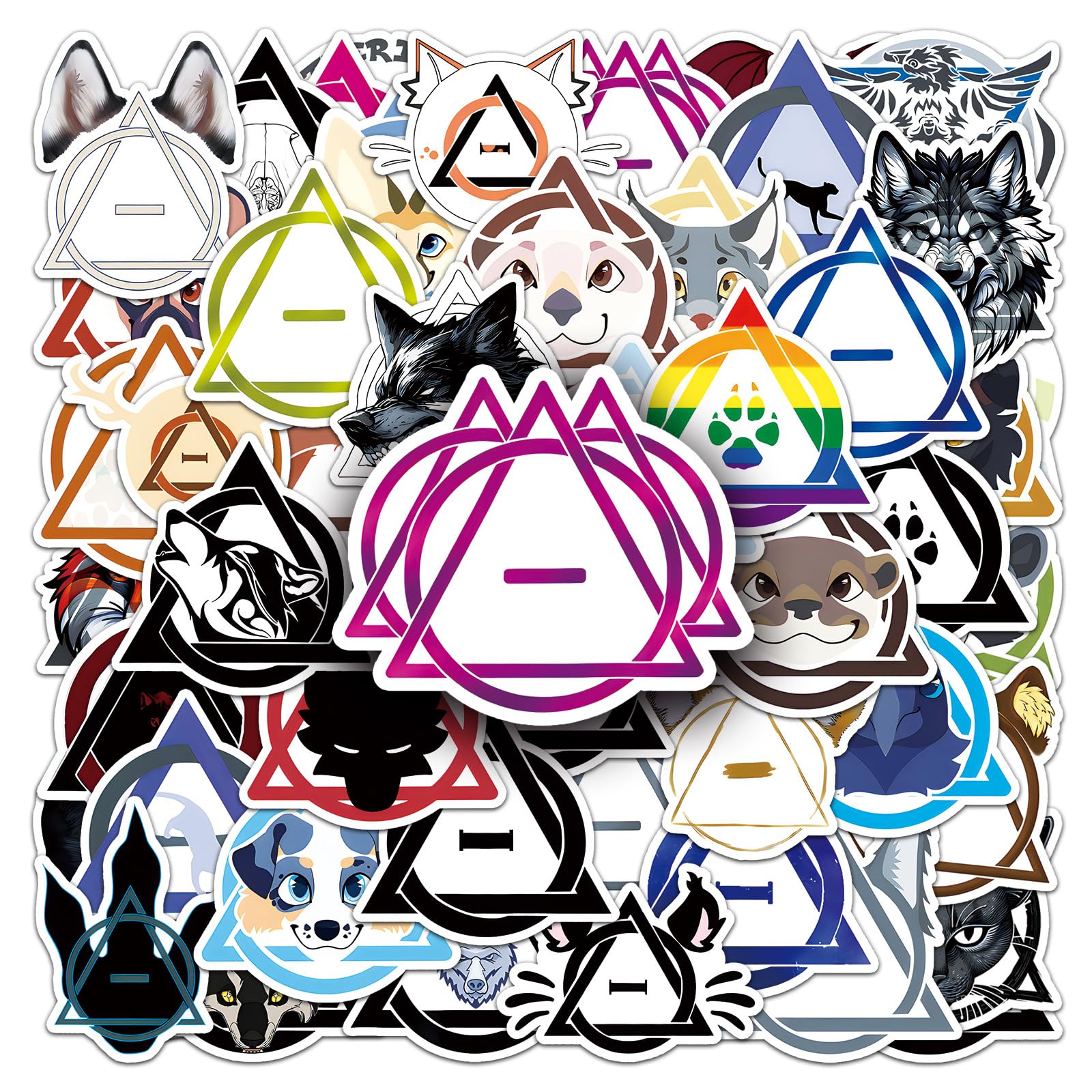 50 Stück Therian Aufkleber Pack Therian Sticker Set Wasserdichte Vinyl Sticker für Laptop Kinder Autos Motorrad Fahrrad Skateboard Gepäck Koffer Computer Aufkleber Graffiti Decal