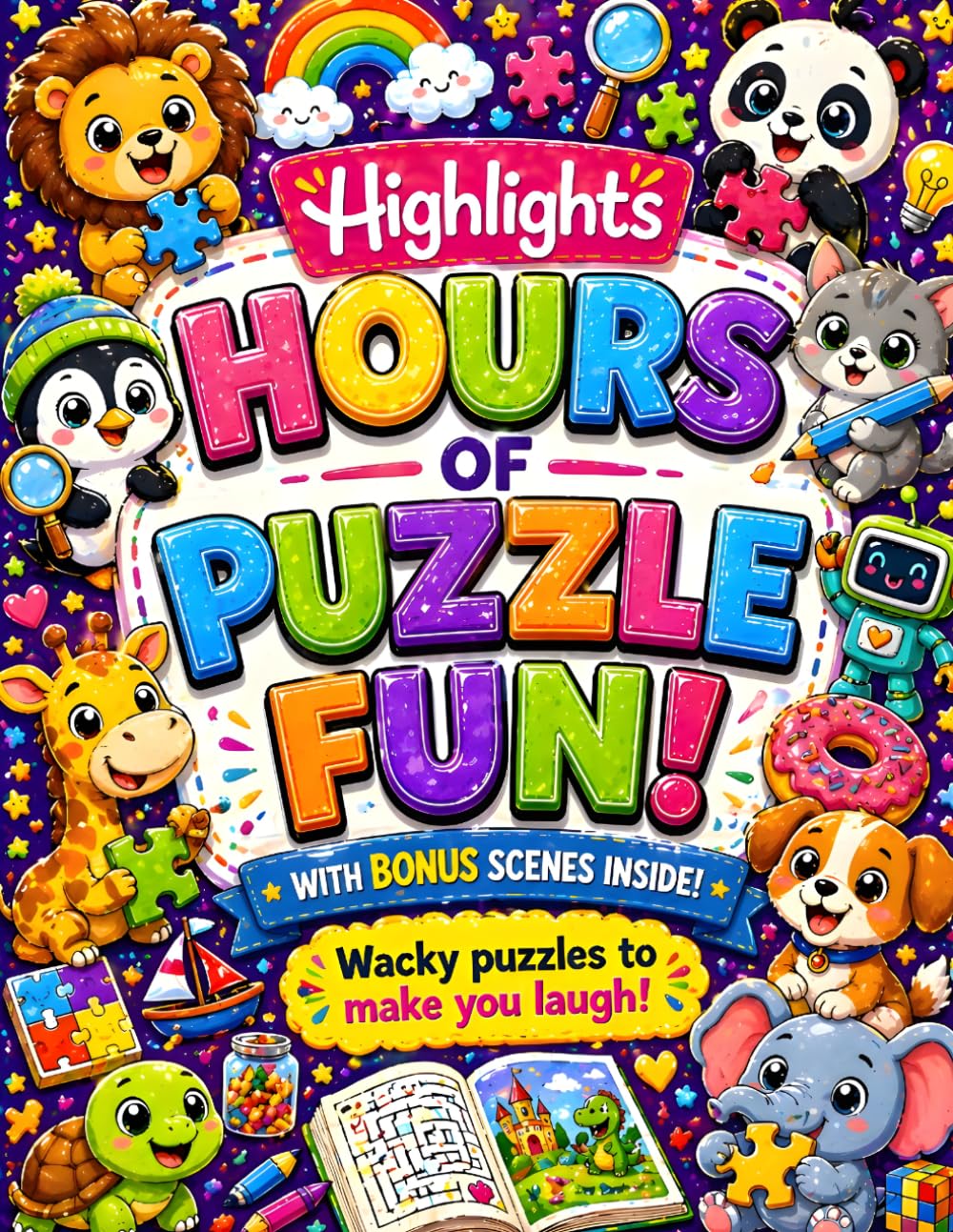Hours of Puzzle Fun for Everyone!: Wacky, Brain-Boosting Puzzles for Kids, Teens & Adults | Hidden Objects, Mazes, Spot-the-Difference, Logic Games & Bonus Scenes