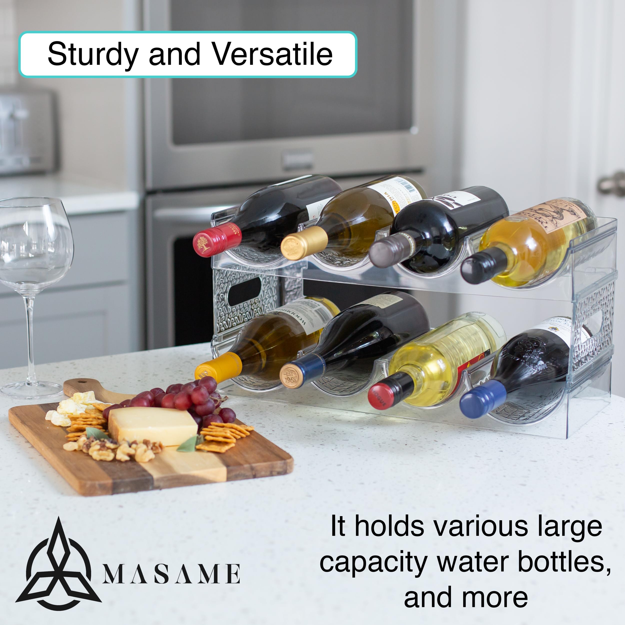 MASAME Extra Large 64oz Multipurpose Stackable 4 Pack Holdes 16 Water, Wine,Tumbler Bottles Organizer, Stanley, Starbucks, Yeti Cubs Holder for Kitchen,Cabinets,Pantry & Fridge, Clear Product Image 6