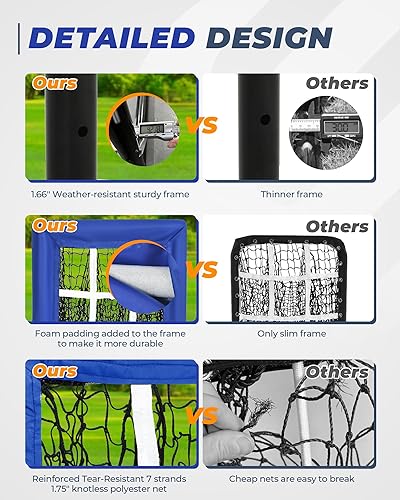 Miniatura 4 de Red de Lanzamiento de 9 Agujeros, Red de Lanzamiento Portátil de Configuración Rápida de Béisbol y Sóftbol de Nueve Bolsillos con Zona de Golpeo,