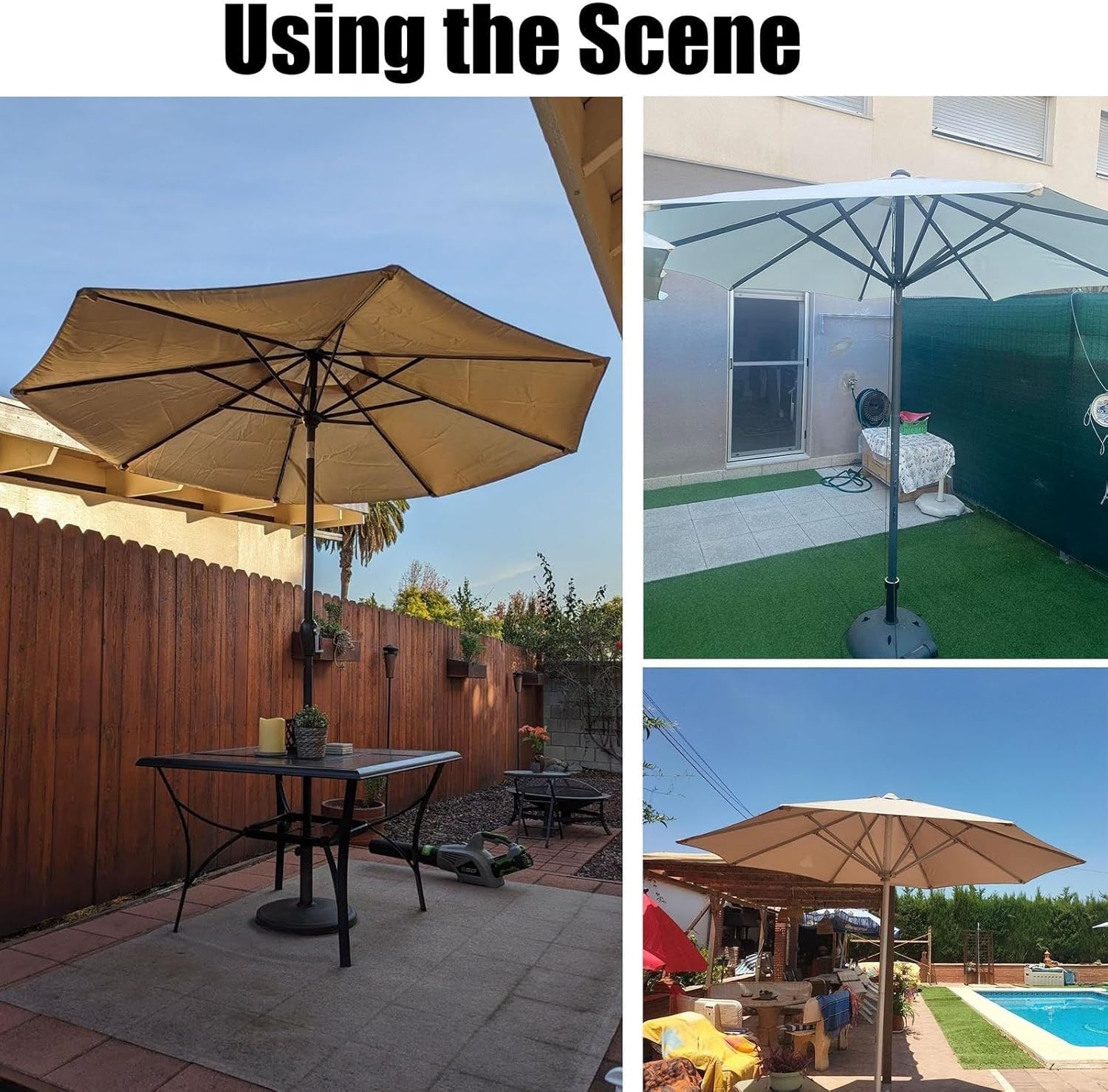 Replacement Umbrella Cover - Patio Umbrella Replacement Canopy, Replacement Fabric Garden Parasol Canopy Cover For 200cm/270cm/300cm +6 Arms/8 Arms Parasol, For Garden Umbrella(Khaki,8 ribs-2.7m(8.8ft