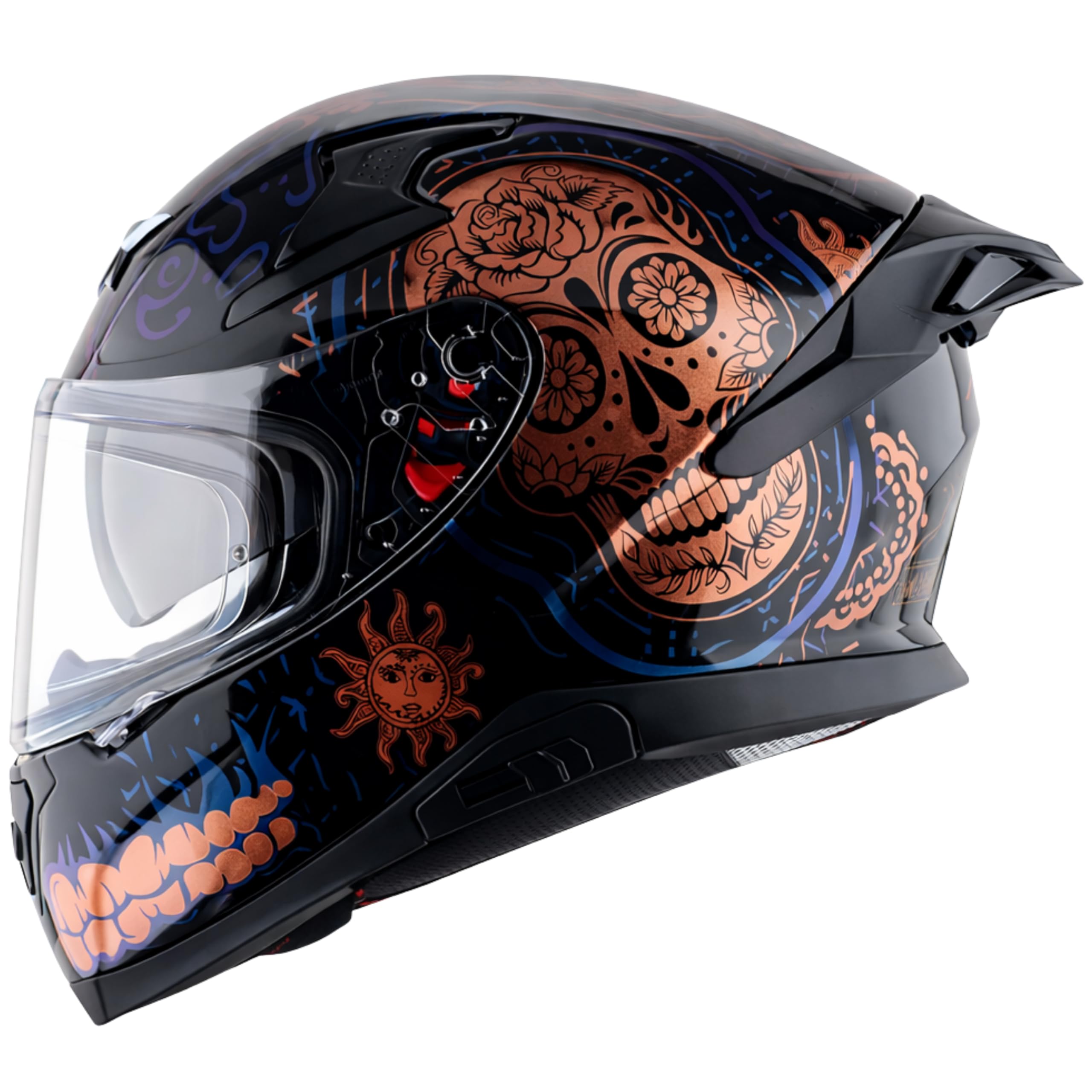 AXOR Apex Trance ISI ECE & DOT Certified Full Face Helmet for Men and Women with Pinlock Fitted Outer Clear Visor and Inner Smoke Sun Visor(Black Gold, Size:XL)-image-7