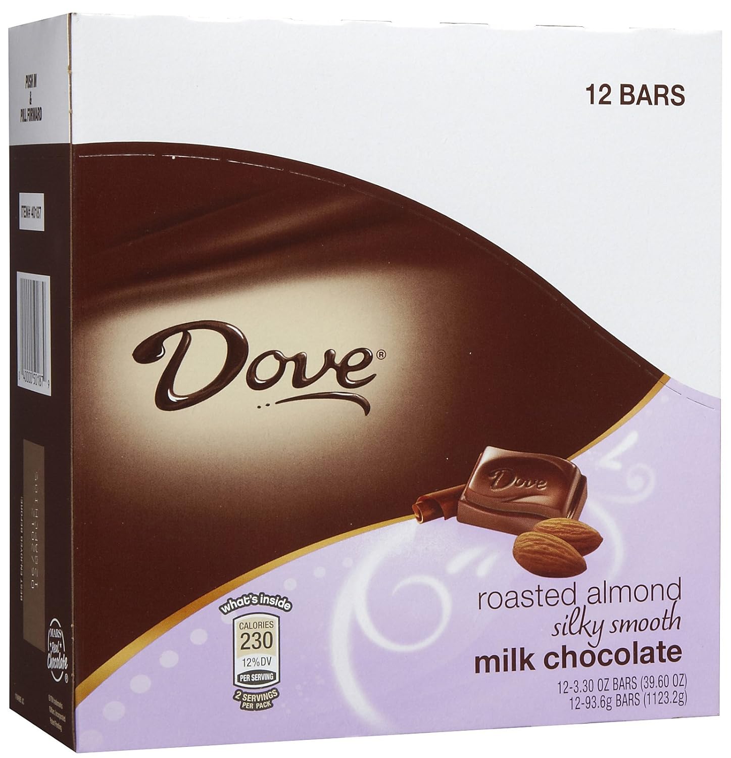 Dove Milk Chocolate Almond, Large Candy Bar, 3.3 oz, 12 ct