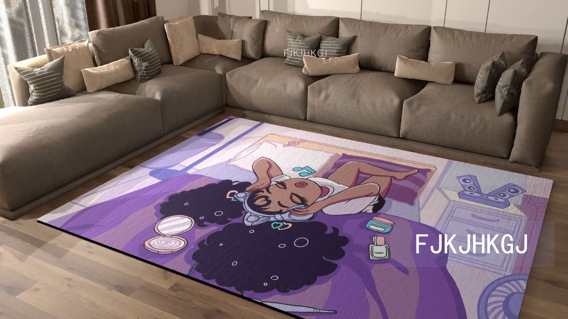 Tapete para sala con diseño de niña afro, 120x80 cm miniatura 7