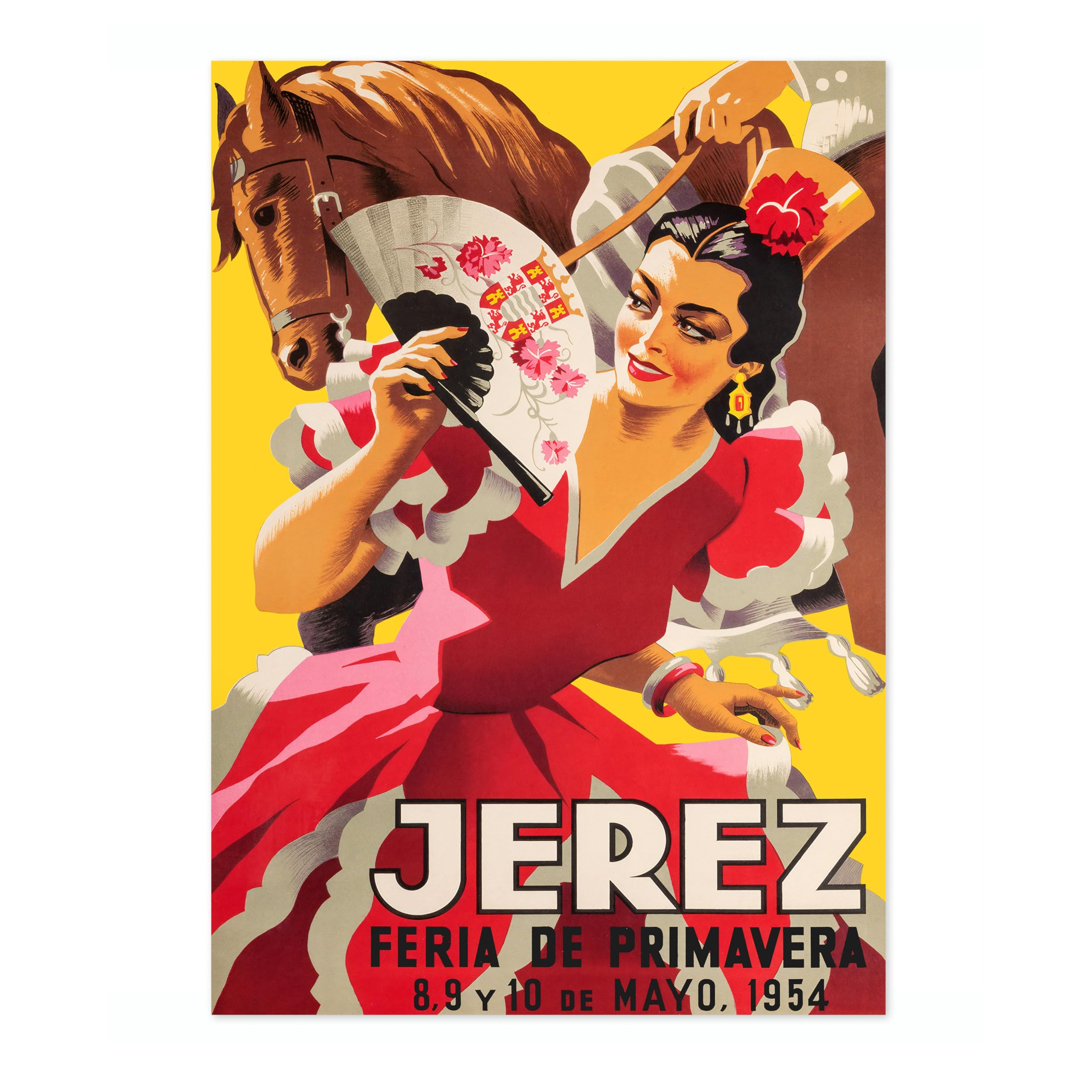 Jerez, Spain Vintage Spanish Travel Poster, Retro Spain Tourism Print, Decoration Wall Art Seville Landmark Bedroom Decor, A5 (Print Only) - 21x14.8cm