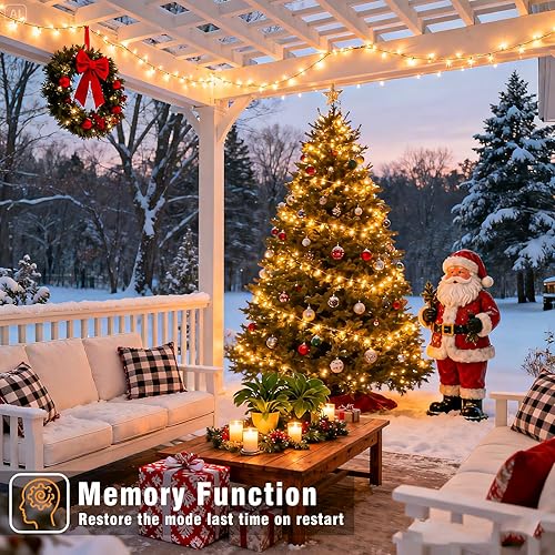 Miniatura 4 de Tira de luces LED de Navidad de 300 pies para exteriores, de color blanco cálido, impermeable, con 8 modos, enchufable conectable, luces de hadas