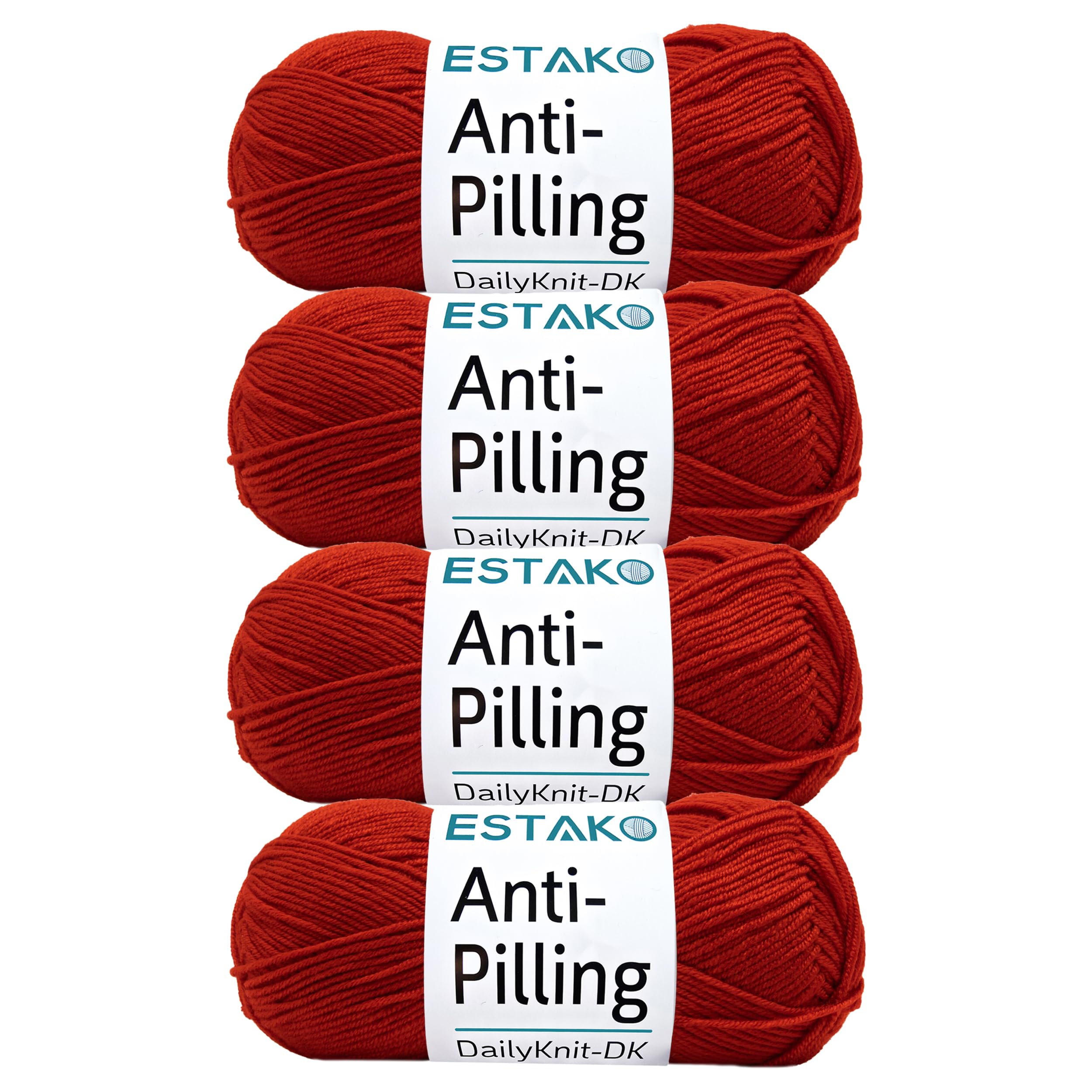 Estako DailyKnit-DK - (4 Skeins Pack) - 100% Anti-Pilling Acrylic Yarn - Soft DK Light Weight #3 - (4 x 3.52 oz / 4 x 273 yds) - for Knitting &