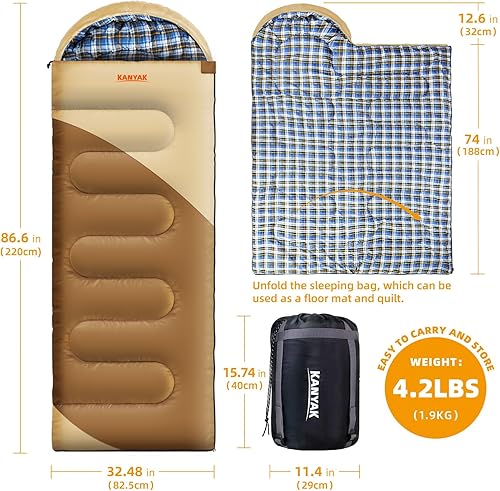 Miniatura 2 de Saco de dormir de campamento, sacos de dormir de 32  para adultos, niños, adolescentes, clima frío, cálido saco de dormir de invierno para 3-4