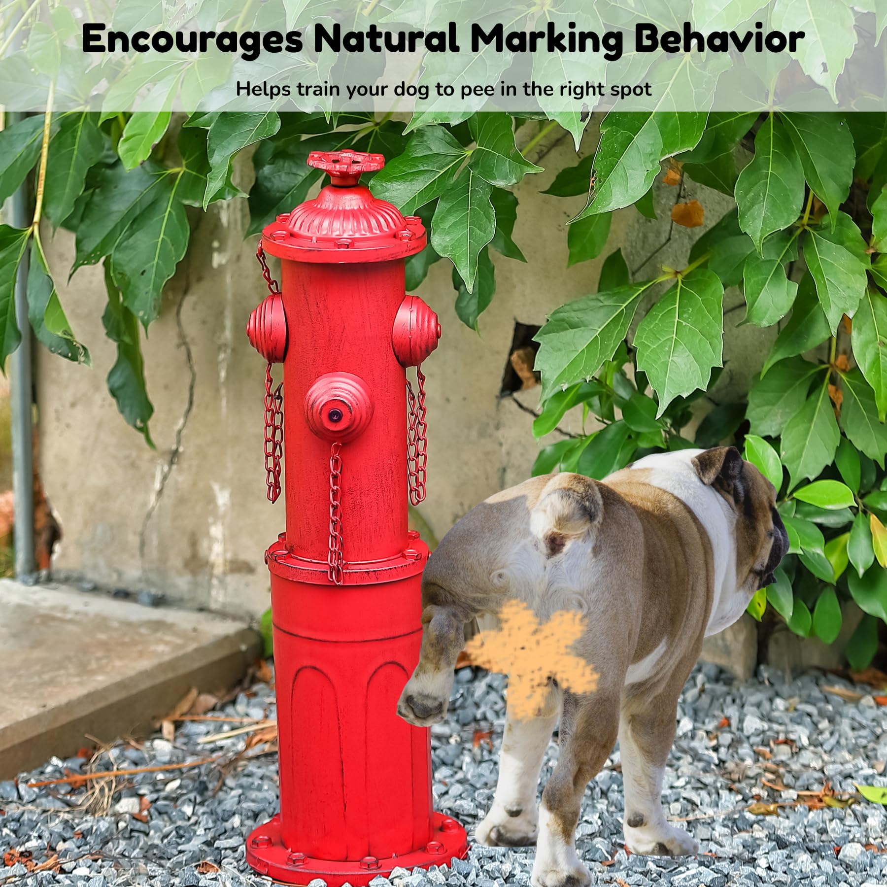 Feuerhydrant für Hunde zum Pinkeln, 57,1 cm, Metall, künstlicher Feuer-Hydrant, Pee Post rot für Outdoor-Training, Urinenstange mit Erdspießen, befüllbare Basis für Hof, Garten, Terrasse