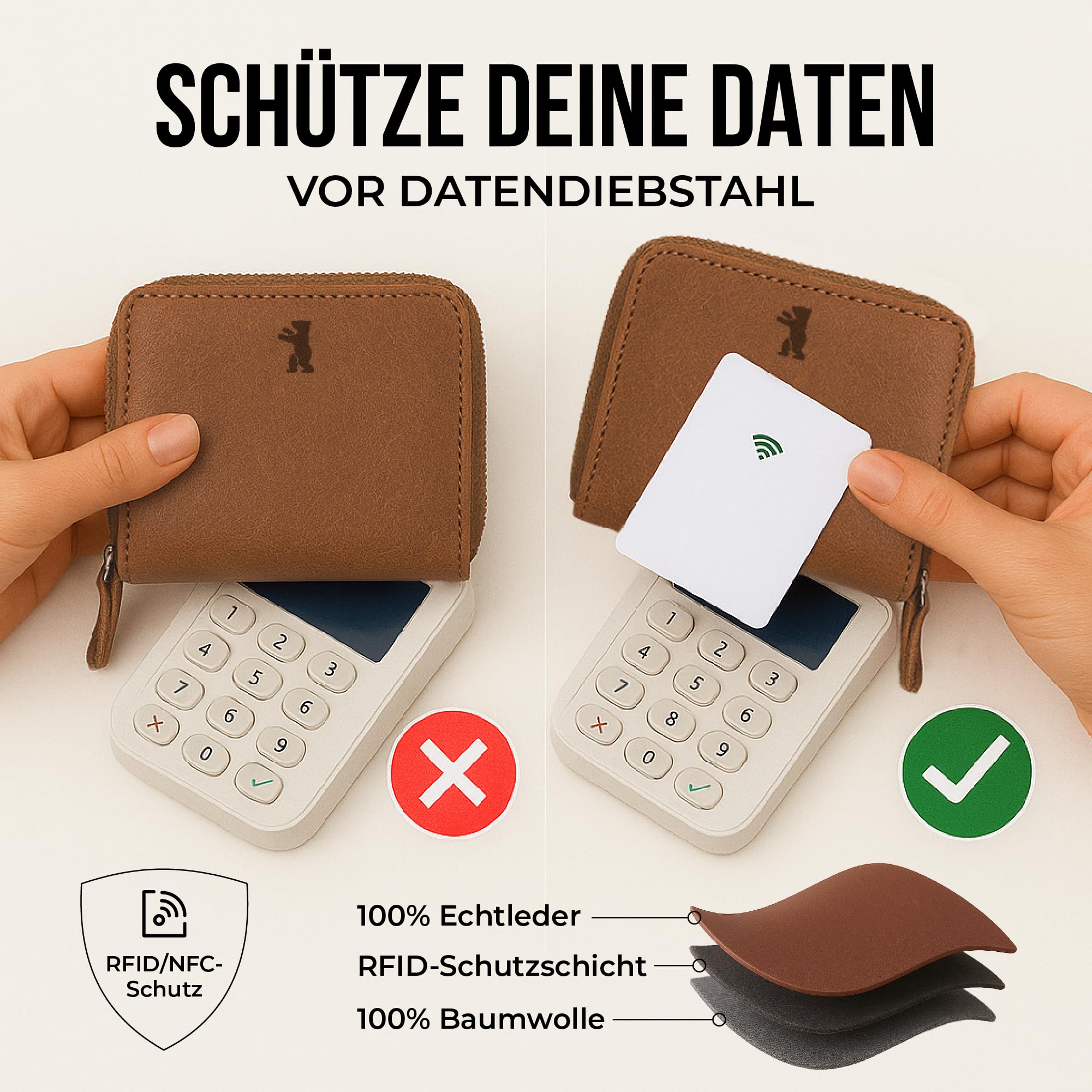 Berliner Bags Premium Geldbörse Margo, Große Portemonnaie aus Leder, Geldbeutel TÜV-geprüftem RFID-Schutz, inkl. Geschenk-Box, für Damen - Schwarz