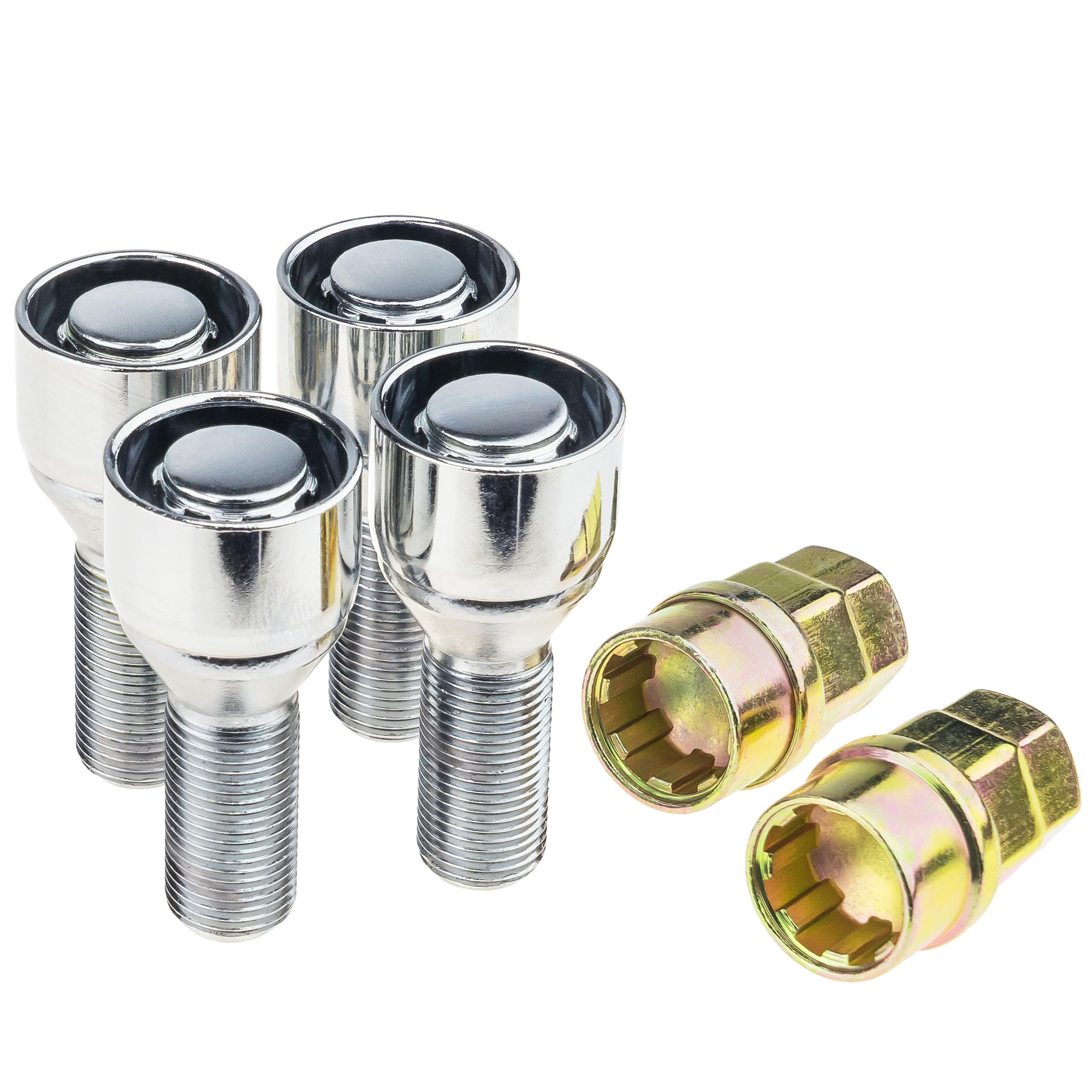 Lot de 4 Boulons Antivol M14x1,25 avec Clé pour Jantes Aluminium et Acier