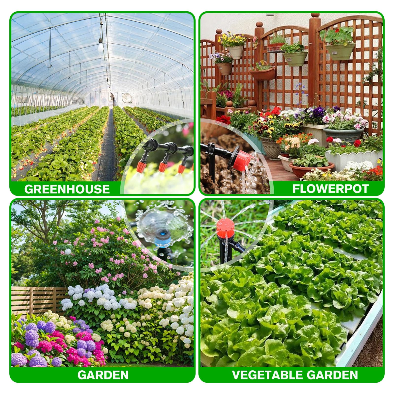 Garten Bewässerungssystem, Garten Bewässerung Kit, 50M+15M Bewässerungsrohre, Automatik Tröpfchenbewässerung Gartenbewässerung Misting Kühlsystem für Landschaft, Flower Bed und Terrasse Pflanzen