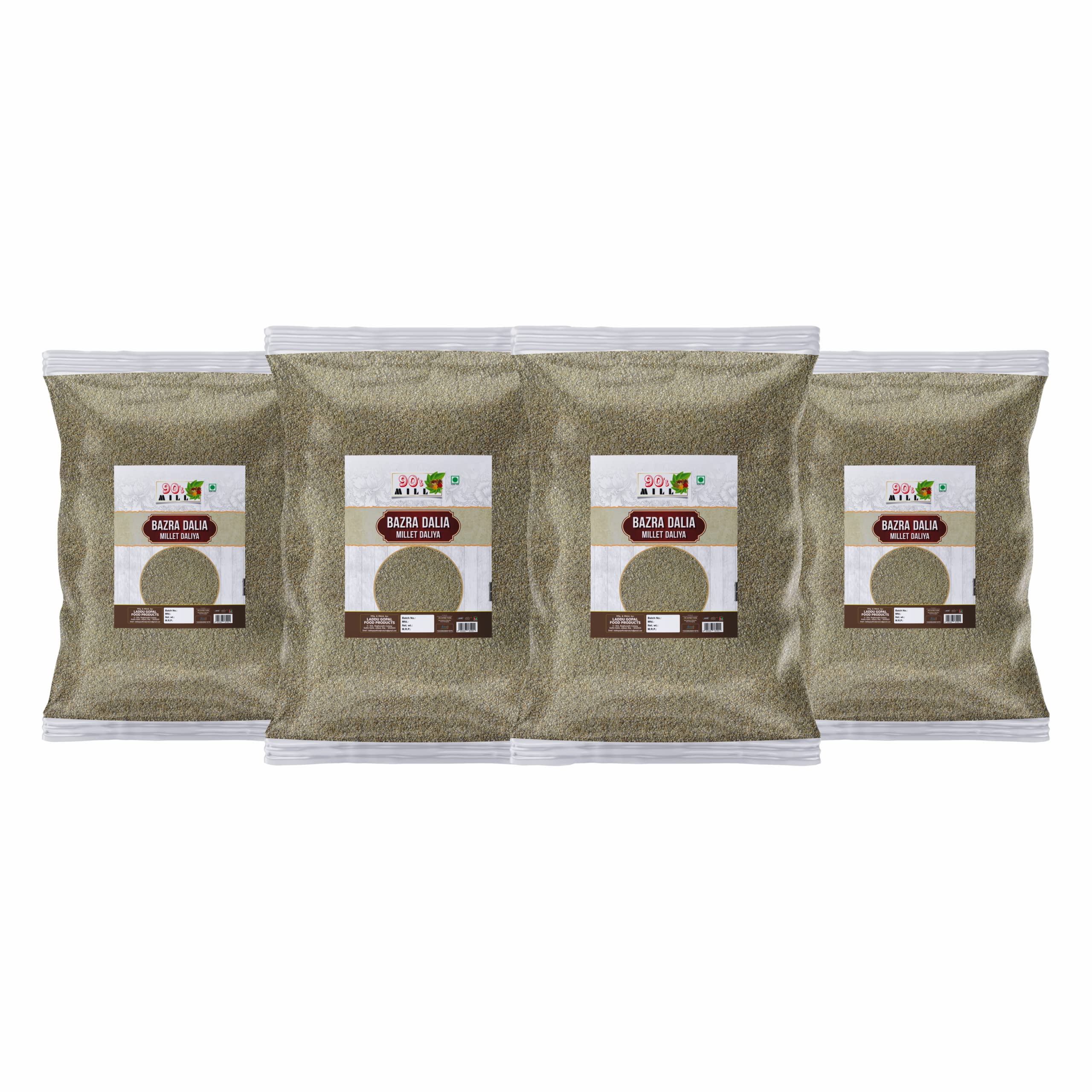 Barmer Bajra Khichdi Daliya/Pearl/Maiwa Broken Cracked Millet|Cumbu/Bajeer Porridge-960g(240g*4Pkt)