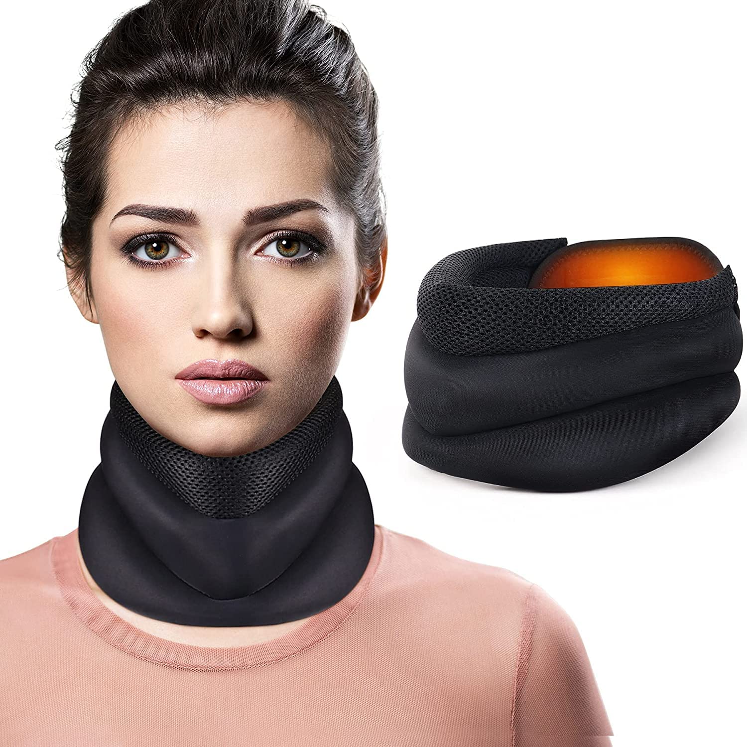 1 Pcs Neck Brace for Neck Pain and Support, Foam Cervical Collar for Sleeping, Vertebral Whiplash Wrap Alignment and Stabilize, Neck Support Brace for Pressure Relief for Women and Men