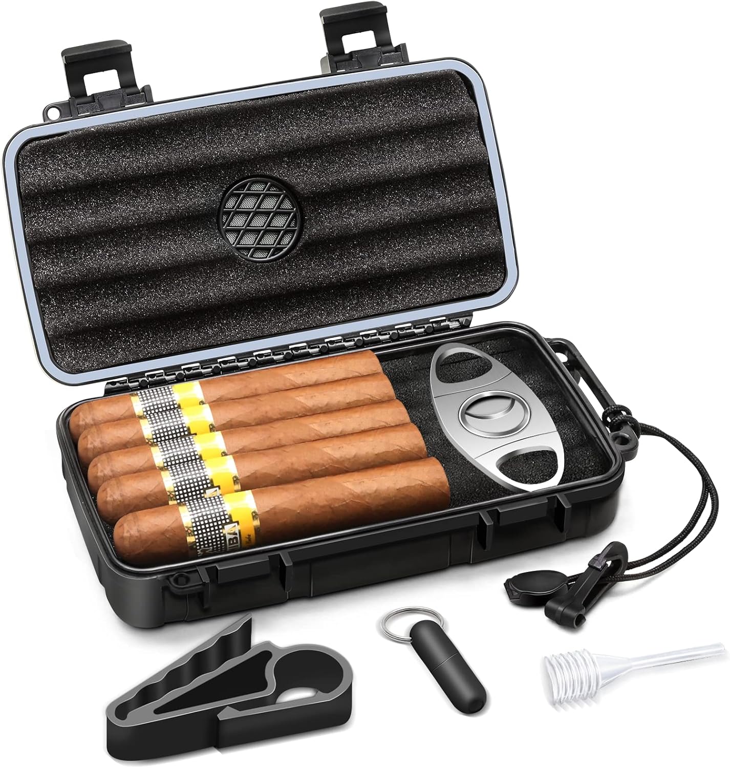 Flauno Travel Cigar Humidor Case Portable Cigar Box with Humidifier