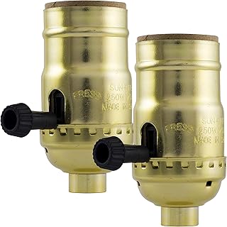 Power Gear 3-Way Lamp Socket, Medium Base, Turn for Low-Medium-High Light Settings, Repair/Replace Floor and Table Lamps, DIY Project, UL Listed, Brushed Gold, 54605, 2 Pack