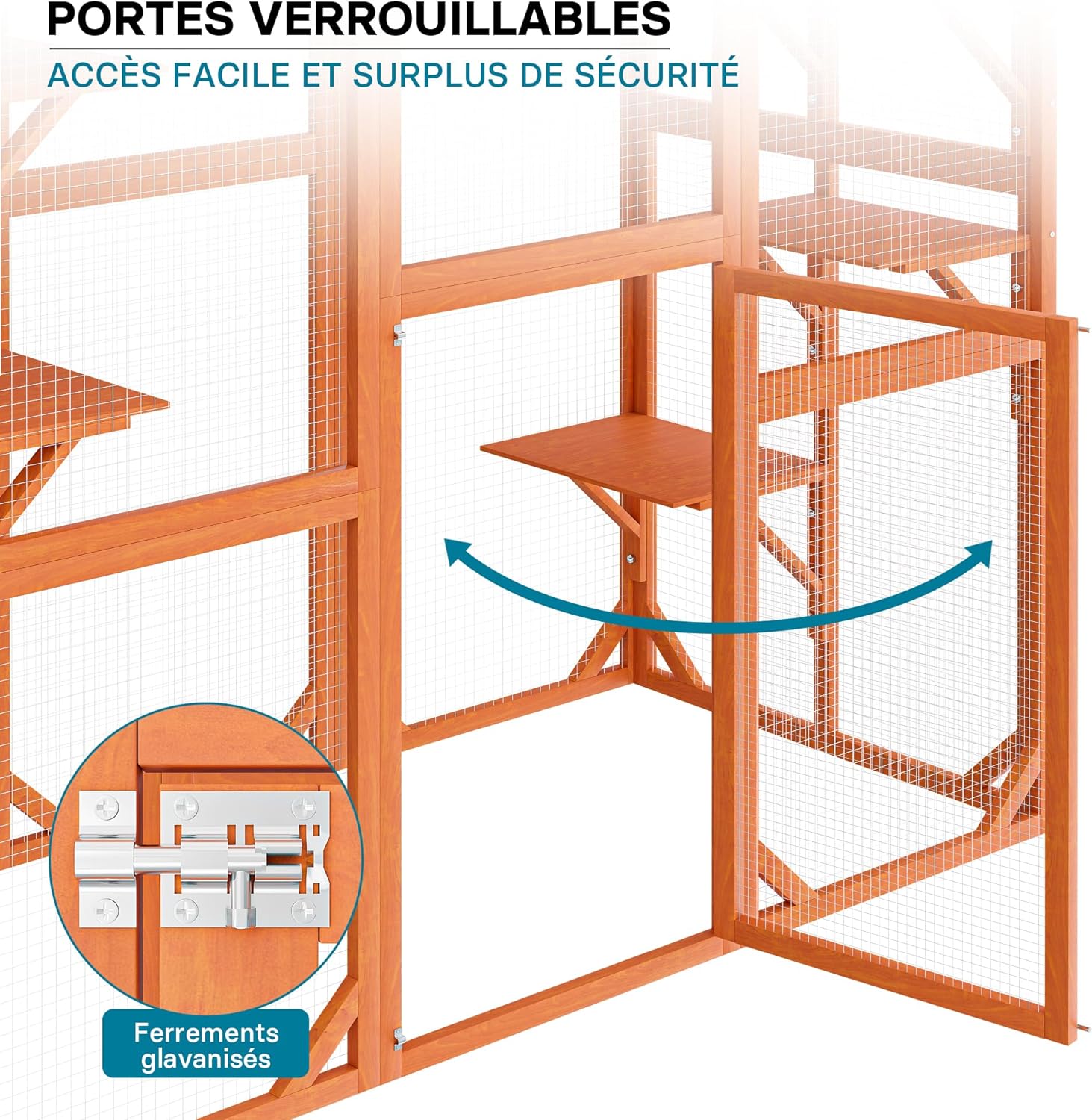 Close-up of the lockable door and galvanized latch