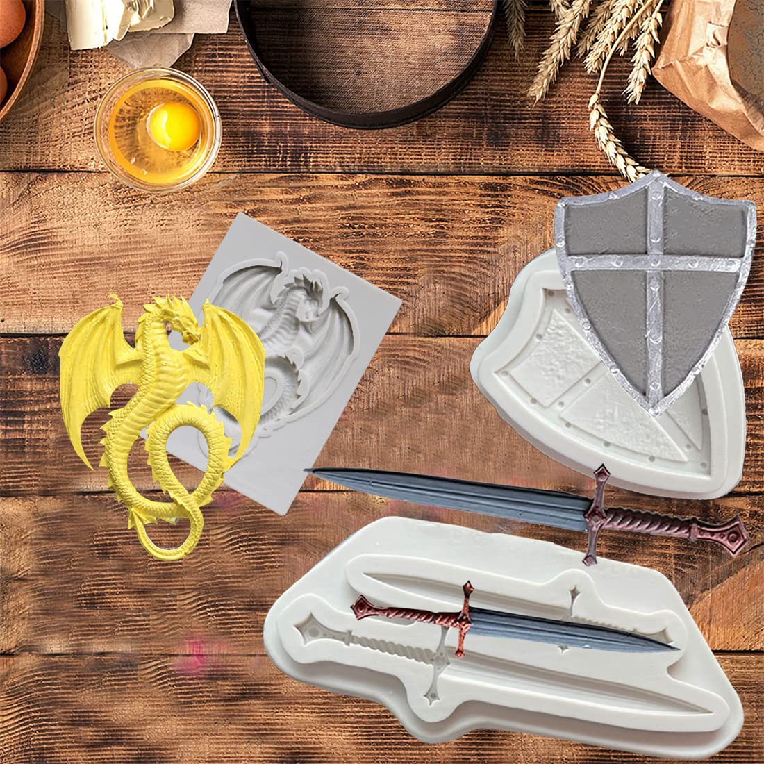 Set De 3 Moldes De Silicona Con Forma De Dinosaurio Para Chocolate, Pasteles Y Jabón, Antiadherentes Y Fáciles De Limpiar