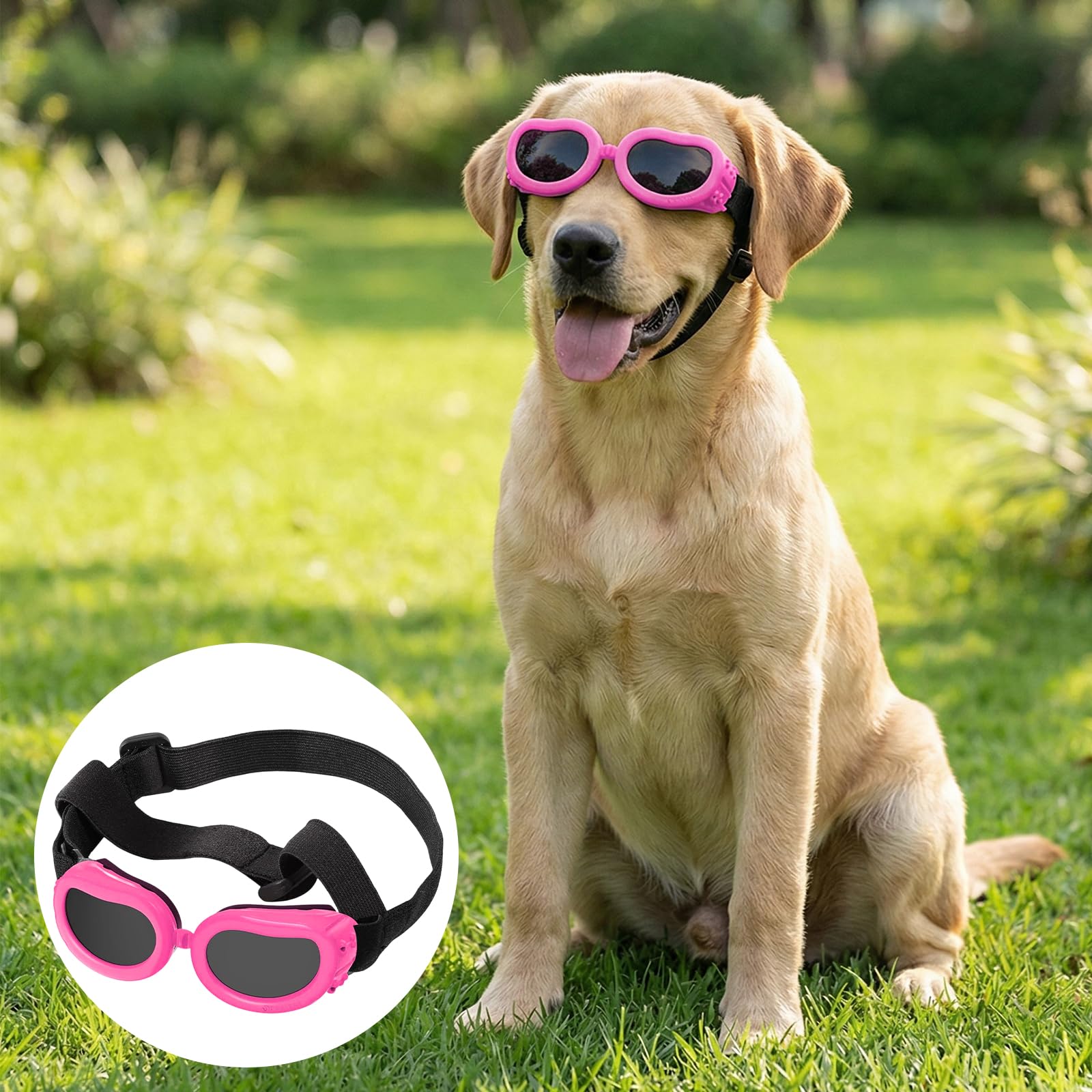 Occhiali da Sole per Cani Piccola, Occhiali Protettivi per Cani, Protezione UV, Impermeabili, Antivento e Antiappannamento, Adatti a Cane e Gatti di Piccola Taglia (Rosa)