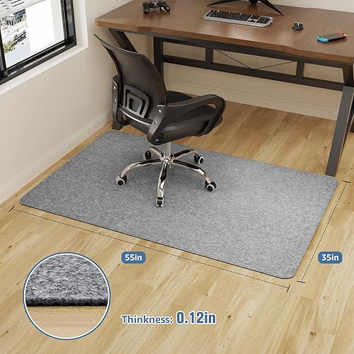 Miniatura 50 de Placoot Tapete para silla de oficina para suelos de madera, superficie de pana de 55 x 35 pulgadas, tapete para silla de computadora, tapete