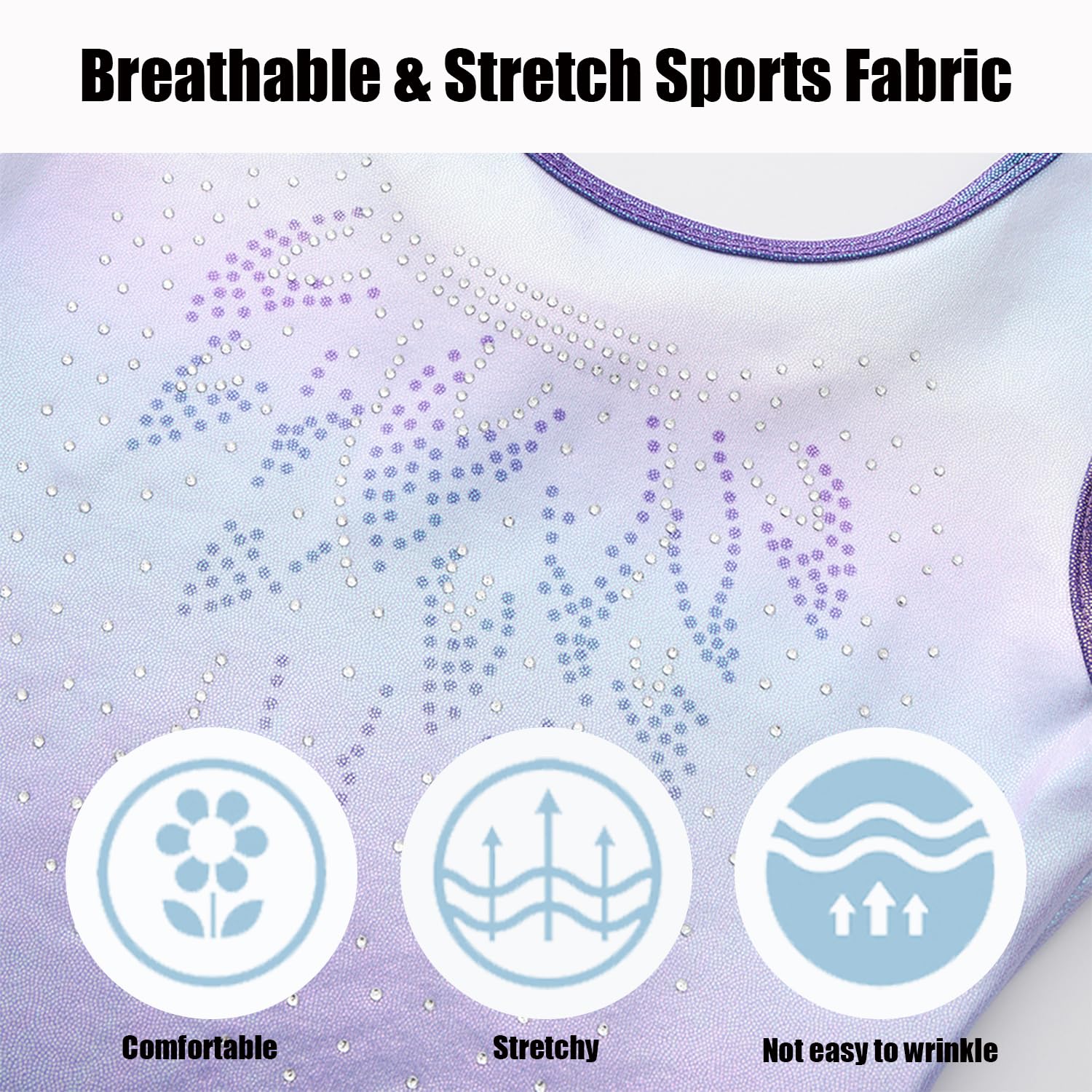 Justaucorps de Gymnastique pour Filles Trois Pièces Maillots de Gymnastique Gymnastique à Manches Longues avec Short et Bandeau