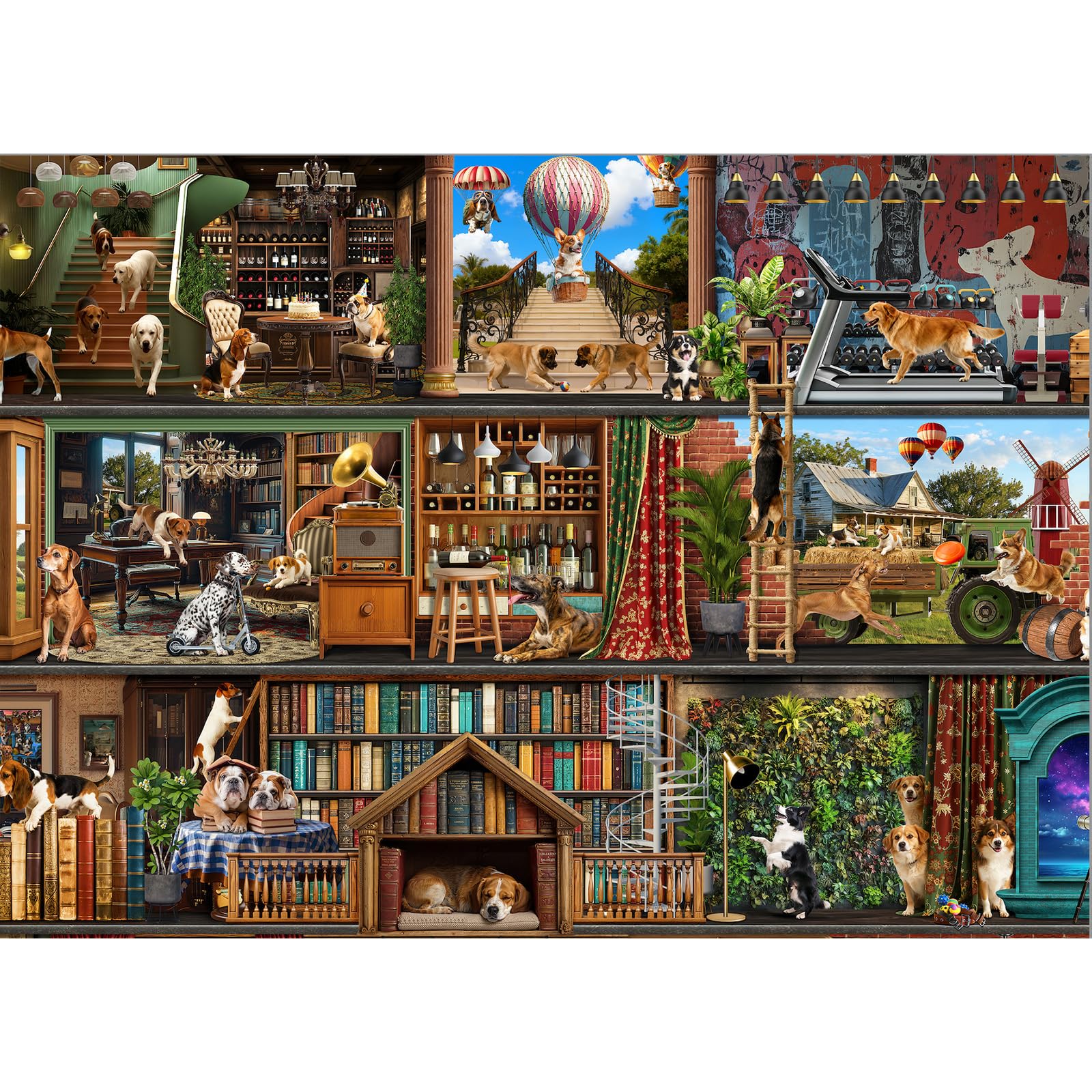 HUADADA The Life Theater of Dogs Jigsaw Puzzles, 500 Pieces,Puzzles for Adults,Adult Puzzle with Perfectly Interlocking Pieces, Dust-Free, Includes 1:1 Poster