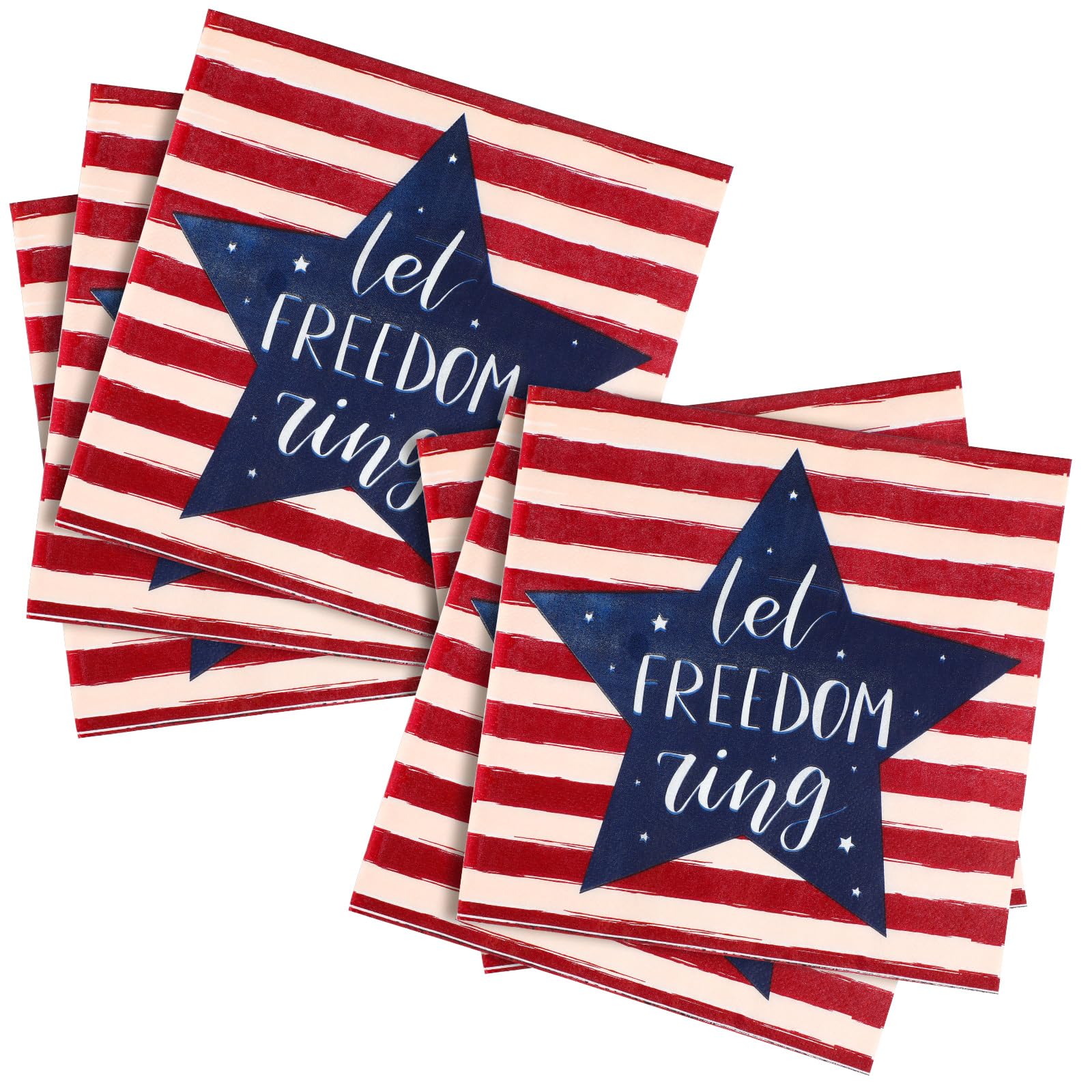 Feifeiya 60 Pcs Patriotic Stars and Stripes Cocktail Paper Napkins 6.5"