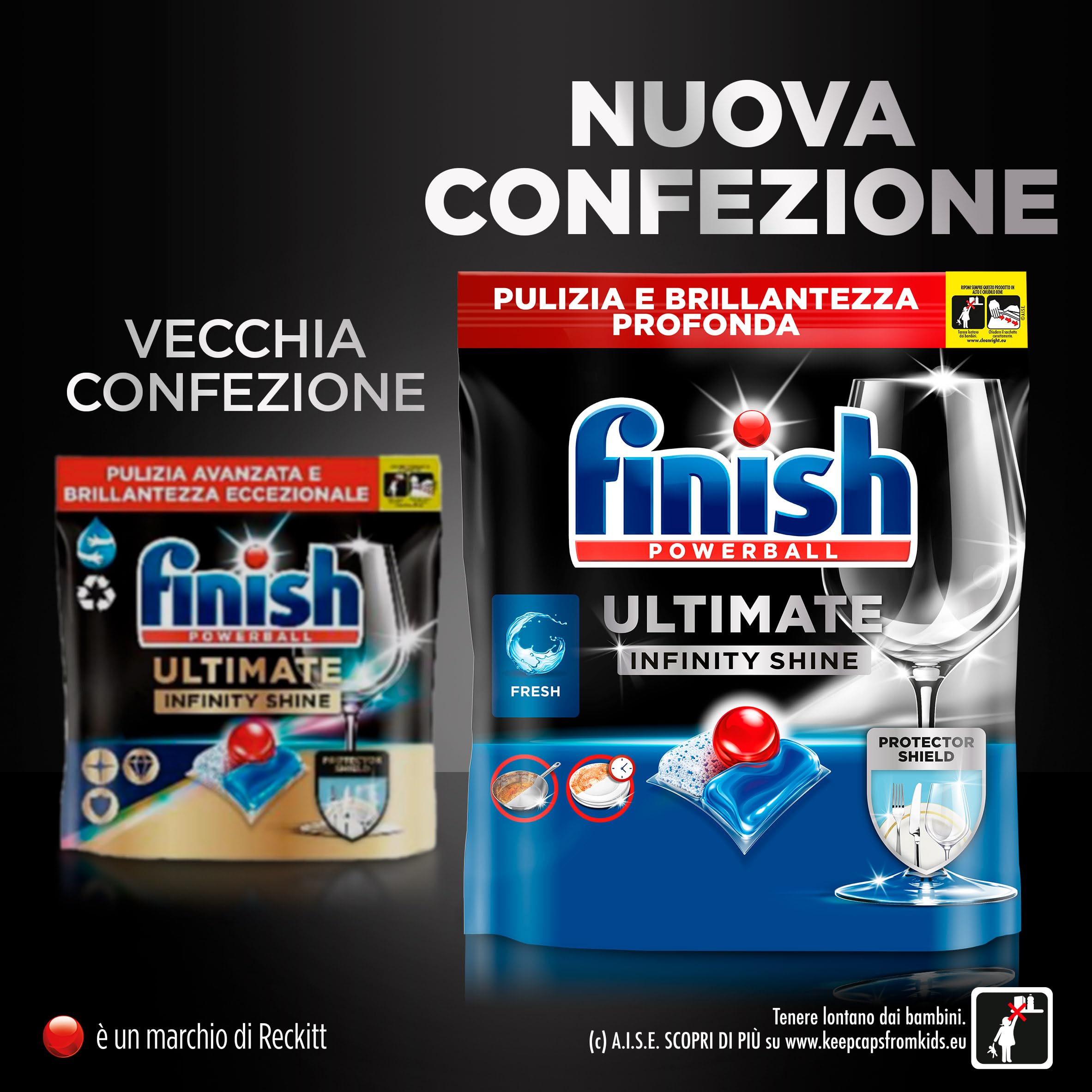 Finish Ultimate Infinity Shine Pastiglie Lavastoviglie, 80 Capsule Lavastoviglie, Detergenti per Lavastoviglie contro lo Sporco e i Residui Incrostati (Confezione da 1)