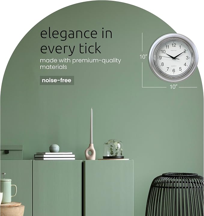 Reloj de Pared Kiera Grace 10 Pulgadas Plateado Moderno miniatura 3