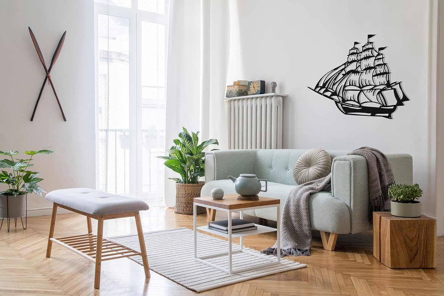 Tualist Metal Ship Wall Decor Metal Sailboat Sculpture Vintage Ship Art Nautical