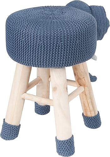 Miniatura 6 de AC Pacific Woodland - Taburete de elefante para niños, silla otomana de madera con temática de animales con tela de felpa suave, patas de madera de