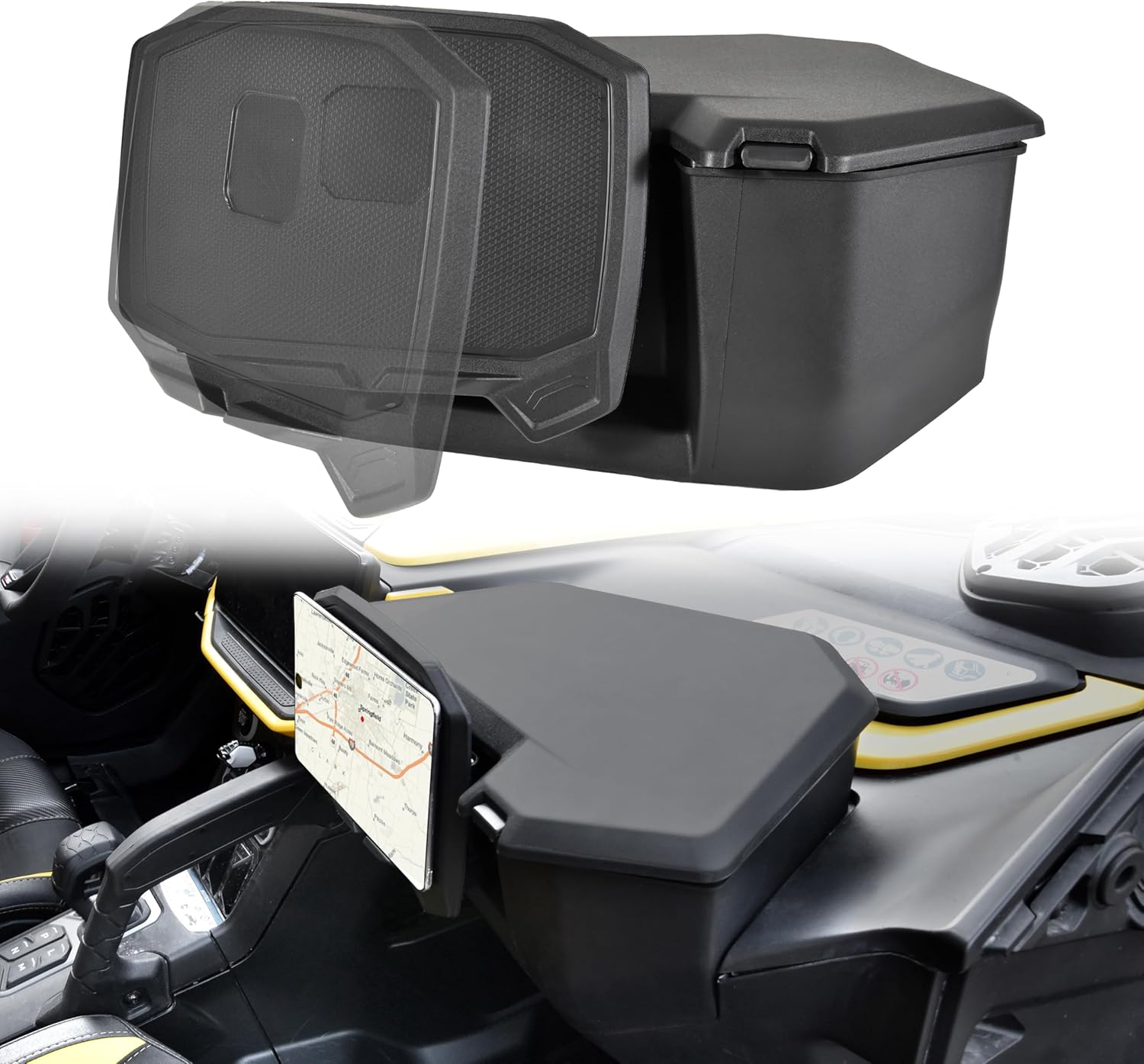 Adjustable Tablet Mounts Holders for Can Am Maverick r, Electronic Device Holder Tablet Phone GPS Mounts with Extra Storage Box for Can Am Maverick R 2024+ Accessories, Replace #715007176