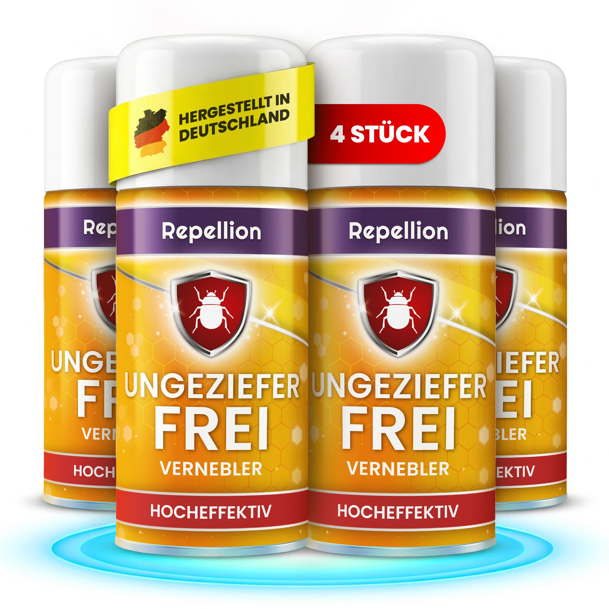 Anti Ungeziefer Fogger für Wohnräume (4x150ml) – Ungeziefer Vernebler gegen Bettwanzen, Flöhe, Schaben, Milben & Körperläuse – Insekten Bombe zur Raumbehandlung