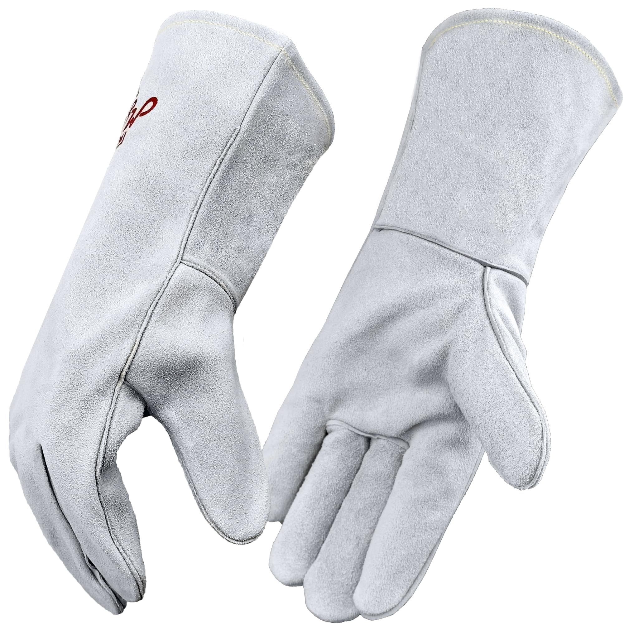 MYSAFETY Gant Cuir Barbecue Homme Femme, Anti Chaleur Coupure, Gants de Travail Pour Soudure,Cheminée,Four,BBQ,Jardinage,Jardin,