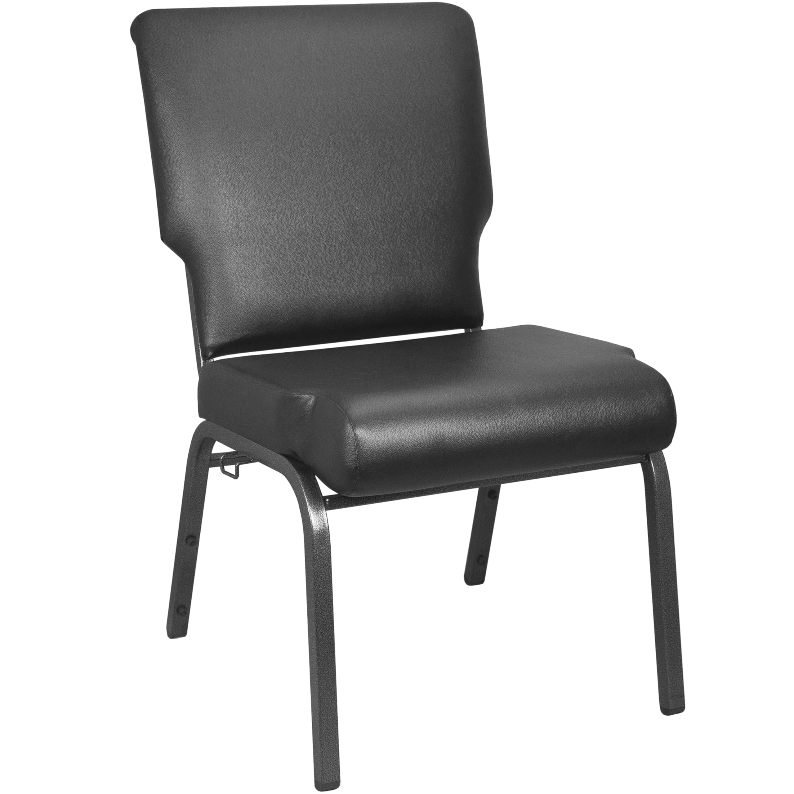 EMMA + OLIVER Black Vinyl Church Chair 20.5 in. Wide