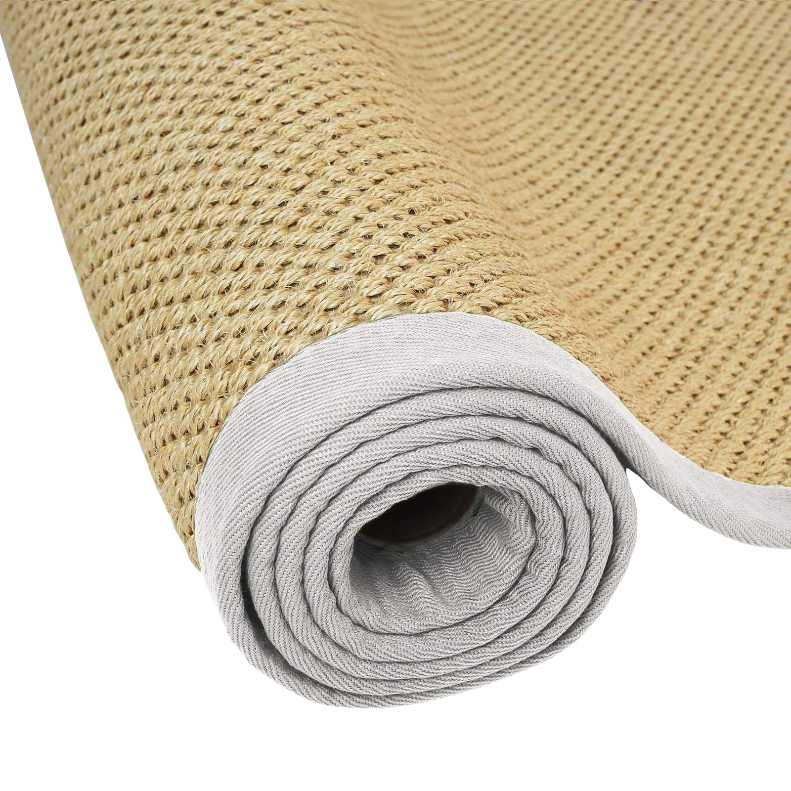 Floordirekt Tapis en sisal 100% Pur avec Frise | Tapis de Salon | Tapis Naturel | Oeil de Tigre | en 3 Couleurs et 2 Tailles, Natur/Hellgrau, 160 x 230 cm