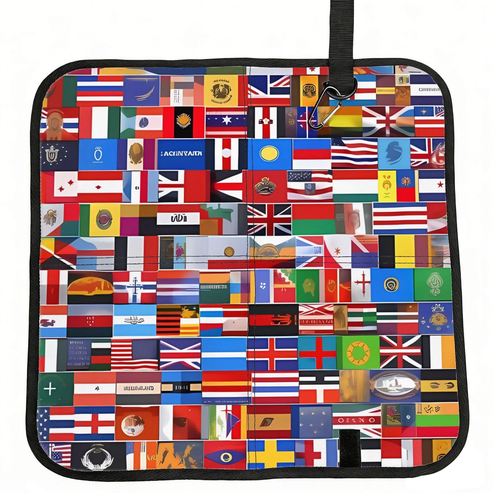 MROWYC Various flags Printed Foldable Seat Cushion - Portable with Carabiner, for Stadium, Camping, Hiking