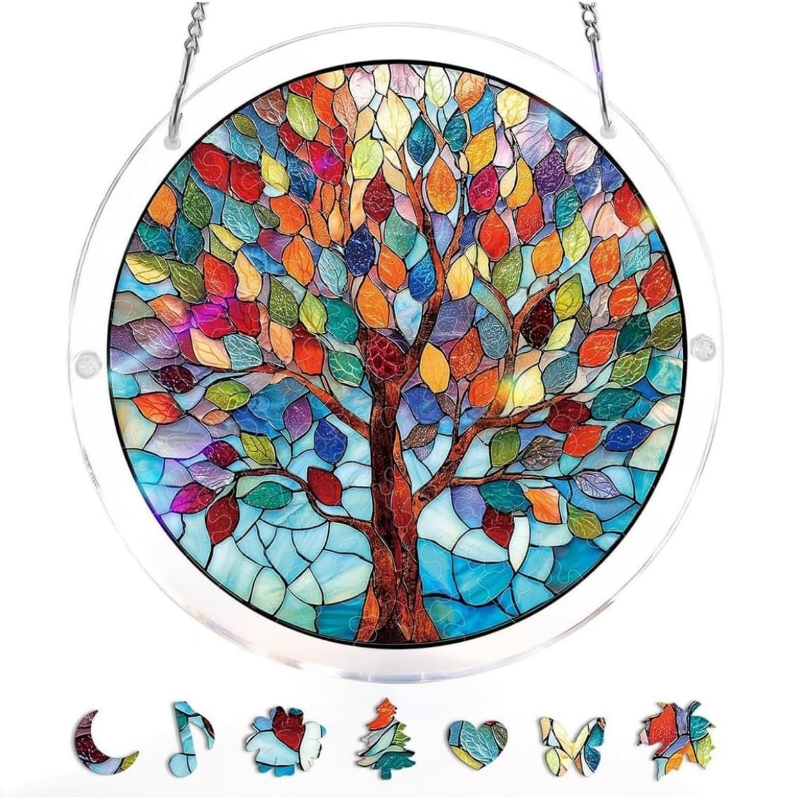 Acrylic Puzzles Suncatcher, Tree of Radiant Glass Puzzle (A)
