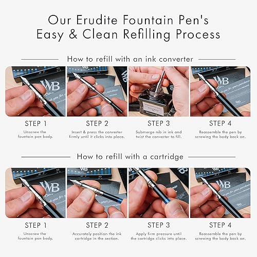 Miniatura 5 de Wordsworth & Black Juego de pluma estilográfica, punta media, incluye 24 cartuchos de tinta, convertidor de recarga de tinta y bolsa de regalo,