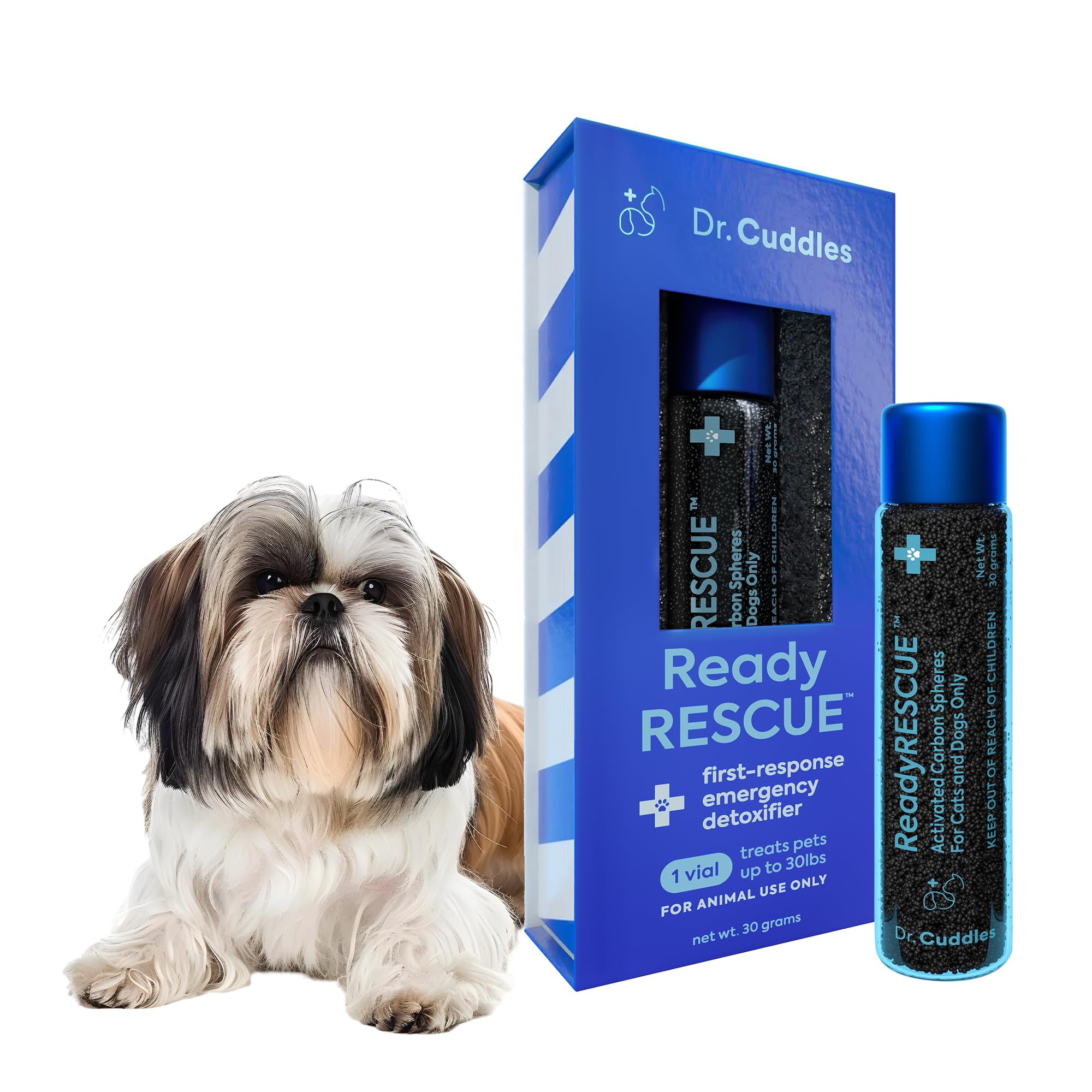 Dr. Cuddles ReadyRESCUE – Next-Generation Activated Charcoal for Dogs & Cats, 30g - Veterinary-Grade Toxin Detox - Emergency Pet First Aid - Fast Acting, Safe & Travel-Ready